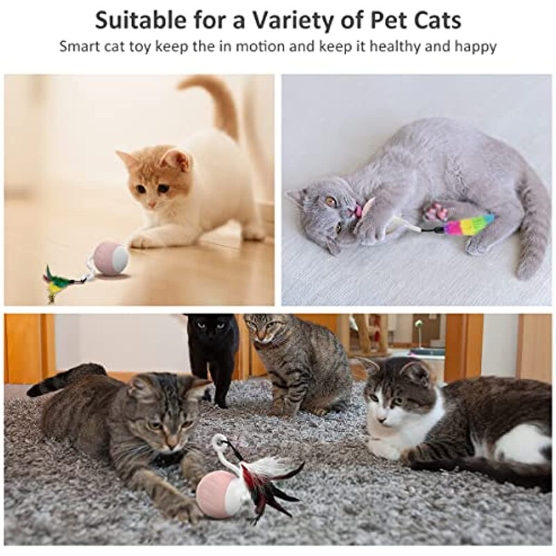 ATUBAN Cat Toy Smart Robotic, Cat Toys for Indoor Cat, Automatic Moving Loptic with Feather Kitten Toys in Pack.USB Punjiva