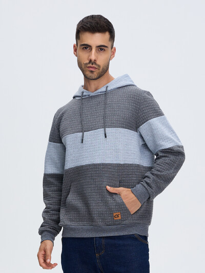 Muške jesenske ležerne majice s kapuljačom Pulover s uzicom Trenirka Trenirka s kapuljačom Ulična odjeća s kariranim jacquardom