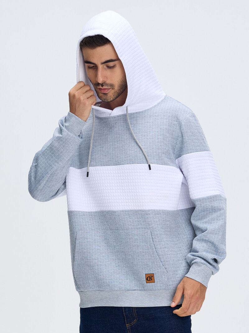 Muške jesenske ležerne majice s kapuljačom Pulover s uzicom Trenirka Trenirka s kapuljačom Ulična odjeća s kariranim jacquardom