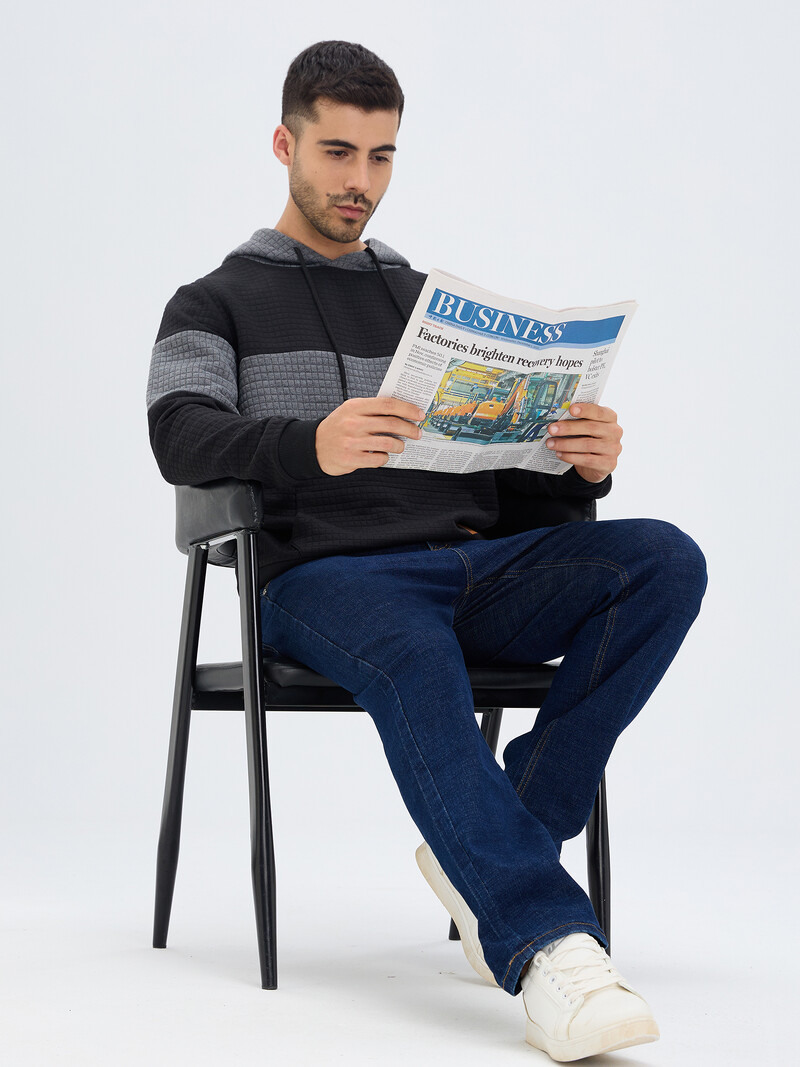 Muške jesenske ležerne majice s kapuljačom Pulover s uzicom Trenirka Trenirka s kapuljačom Ulična odjeća s kariranim jacquardom