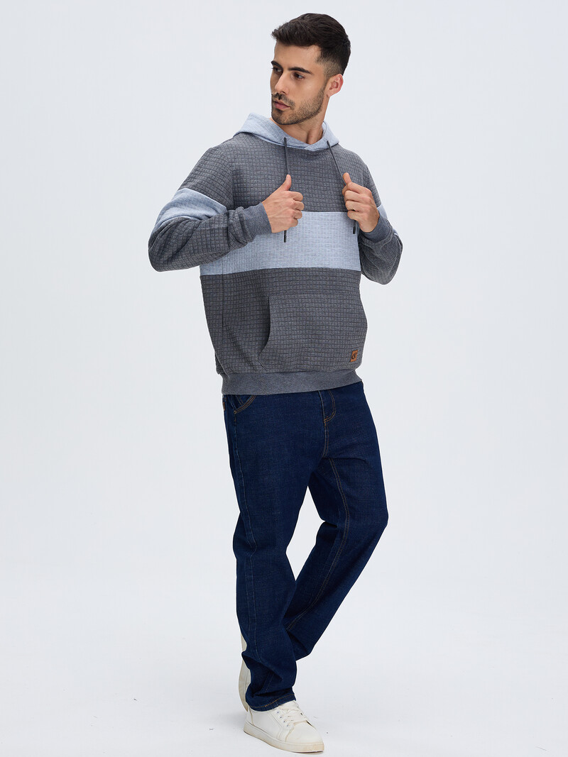 Muške jesenske ležerne majice s kapuljačom Pulover s uzicom Trenirka Trenirka s kapuljačom Ulična odjeća s kariranim jacquardom