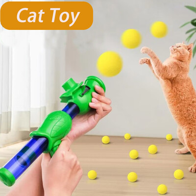 1 σετ Cat Toy Pet Διαδραστικά παιχνίδια Ball Kitten Puppy Παίξτε Εκπαιδευτικό Παιχνίδι EVA Ball Launcher Συνεχής σκοποβολή Παιχνίδια Γάτα Προμήθειες