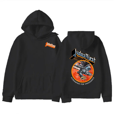 Judas Priest Hoodie Autumn Long Sleeve Street Rock Black Double Sided Design Graphic Vintage Band Пуловери Мъжки суичър