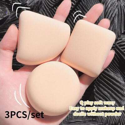 1-10 gab. Apaļas kvadrātveida trīsstūra formas aplauzums Sūklis Puff Dry Wet Divējāda lietojuma mīksts kokvilnas konfektes gaisa spilvens tonālais pūderis