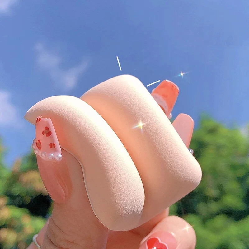 1-10 gab. Apaļas kvadrātveida trīsstūra formas aplauzums Sūklis Puff Dry Wet Divējāda lietojuma mīksts kokvilnas konfektes gaisa spilvens tonālais pūderis