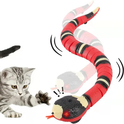 Smart Sensing Snake Cat Toys USB акумулаторна автоматична забавна котешка игра Интерактивни играчки Електрическо обучение Аксесоари за домашни любимци