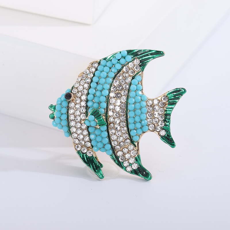 Slatki riblji broševi sa kamenčićima za žene, uniseks igle sa životinjama, dostupni u više boja, ležerni dodaci za zabave, darovi