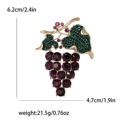 Kristalni broševi od grožđa za žene Unisex Igle za biljke s voćem Višebojni dostupni ležerni dodaci za zabave Darovi