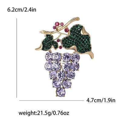 Kristalni broševi od grožđa za žene Unisex Igle za biljke s voćem Višebojni dostupni ležerni dodaci za zabave Darovi