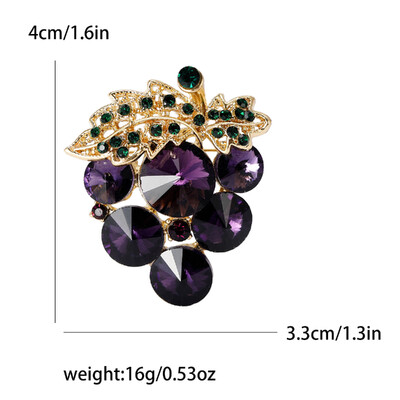 Kristalni broševi od grožđa za žene Unisex Igle za biljke s voćem Višebojni dostupni ležerni dodaci za zabave Darovi