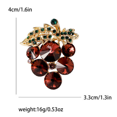 Kristalni broševi od grožđa za žene Unisex Igle za biljke s voćem Višebojni dostupni ležerni dodaci za zabave Darovi