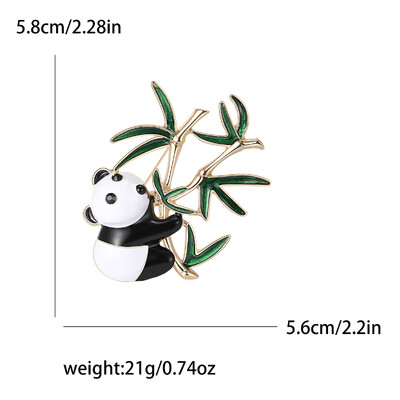 Broșe panda din bambus cu strasuri pentru femei, unisex, email, animale, ace, cadou, birou, petrecere, prieten, accesorii bijuterii
