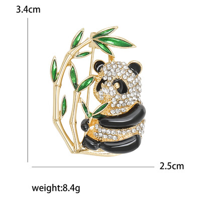 Broșe panda din bambus cu strasuri pentru femei, unisex, email, animale, ace, cadou, birou, petrecere, prieten, accesorii bijuterii