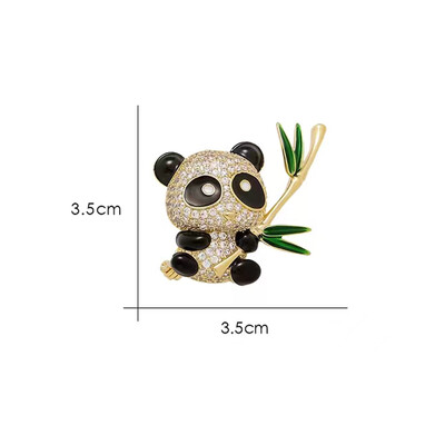 Broșe panda din bambus cu strasuri pentru femei, unisex, email, animale, ace, cadou, birou, petrecere, prieten, accesorii bijuterii