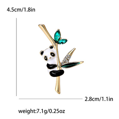 Broșe panda din bambus cu strasuri pentru femei, unisex, email, animale, ace, cadou, birou, petrecere, prieten, accesorii bijuterii