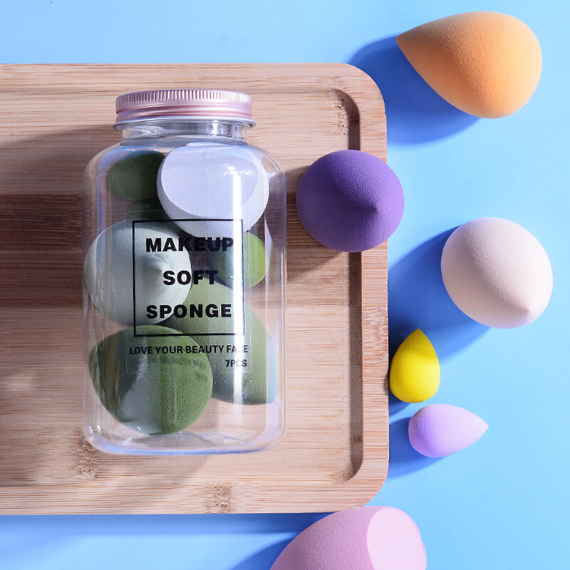 7PCS Set kozmetičkih spužvica u limenci Suha i mokra tekuća podloga u prahu Kozmetički puf Profesionalni kozmetički alati Vizažist