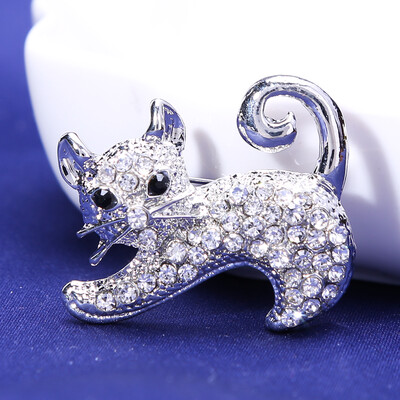 Jaukā Pride Cat broša ballītei Shell Metāla bantīte Zaļā kristāla emaljas piespraude, Melna dzīvnieku sakta sievietēm Juvelierizstrādājumu aksesuāri