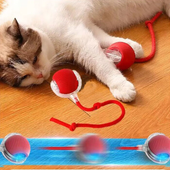 Cat Dog Interactive Ball Toys Auto Rolling Ball Faux Tail Rechargeable Smart Pet Electric Toy Dog Training Imitate Mous