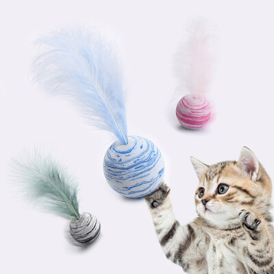 1/3/5Pcs Cat Toy Ball Feather Funny Cat Toy Star Ball Plus Feather Foam Ball Играчки за хвърляне Интерактивни плюшени играчки Стоки за домашни любимци