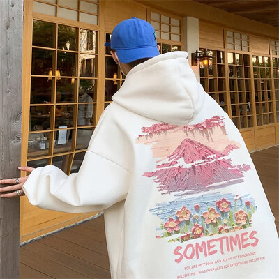 Ανδρική κουκούλα υπερμεγέθη Λευκό με Καπέλο 5XL Hoodies Oversize για Άντρες Μόδα με τύπωμα ανδρικό casual Wear Hoody ανδρικό φούτερ