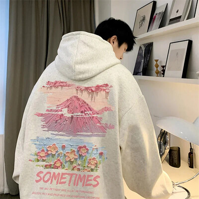 Ανδρική κουκούλα υπερμεγέθη Λευκό με Καπέλο 5XL Hoodies Oversize για Άντρες Μόδα με τύπωμα ανδρικό casual Wear Hoody ανδρικό φούτερ