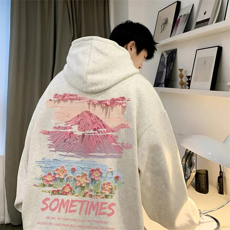 Ανδρική κουκούλα υπερμεγέθη Λευκό με Καπέλο 5XL Hoodies Oversize για Άντρες Μόδα με τύπωμα ανδρικό casual Wear Hoody ανδρικό φούτερ