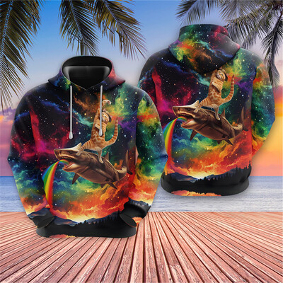 Vicces Barbecue Cat Grafikus pulóverek Galaxy Cats kapucnis pulóverek férfi ruhák Harajuku divat űrpulóverek Rajzfilm Y2k fiú felsők