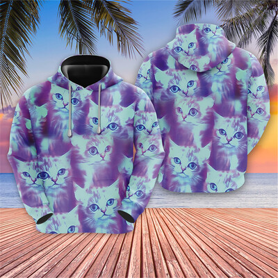 Vicces Barbecue Cat Grafikus pulóverek Galaxy Cats kapucnis pulóverek férfi ruhák Harajuku divat űrpulóverek Rajzfilm Y2k fiú felsők