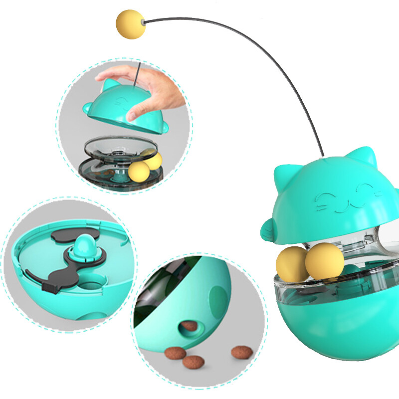 Kaķēns, interaktīva noplūda barība bumba Kaķis Rotaļlieta Kaķi Aksesuāri Interaktīvi mājdzīvnieku piederumi Spēlējiet pats ar pārtikas izsmidzinātāju