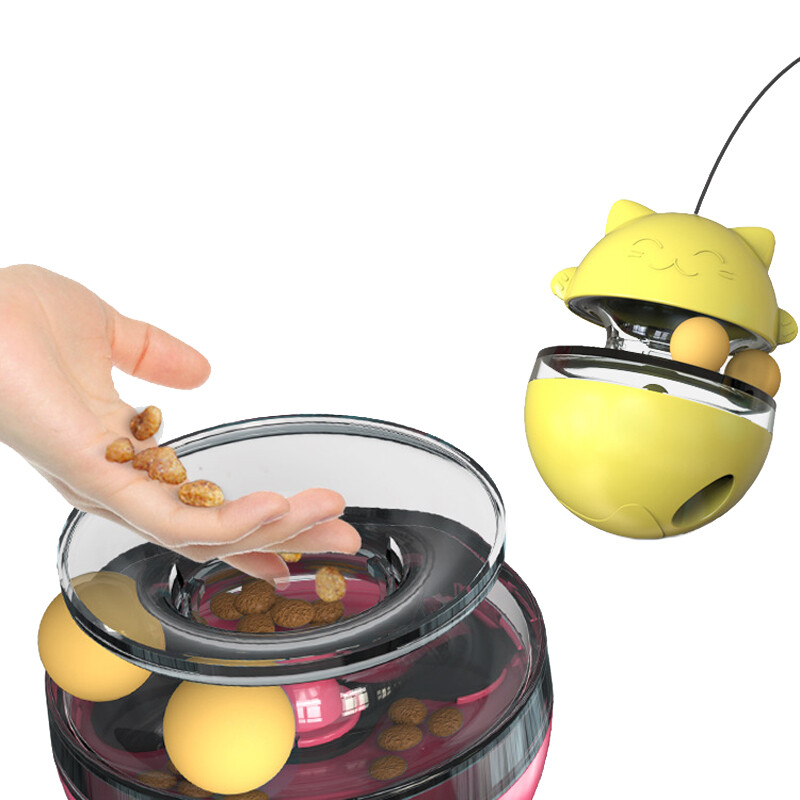 Kaķēns, interaktīva noplūda barība bumba Kaķis Rotaļlieta Kaķi Aksesuāri Interaktīvi mājdzīvnieku piederumi Spēlējiet pats ar pārtikas izsmidzinātāju