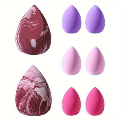 8 bucăți puf de machiaj burete uscat și umed pudră cosmetică profesională fond de ten Machiaj cu ridicata pentru femei Instrument de machiaj Blender