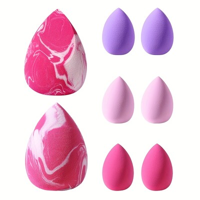 8 bucăți puf de machiaj burete uscat și umed pudră cosmetică profesională fond de ten Machiaj cu ridicata pentru femei Instrument de machiaj Blender