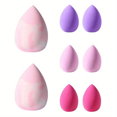 8 bucăți puf de machiaj burete uscat și umed pudră cosmetică profesională fond de ten Machiaj cu ridicata pentru femei Instrument de machiaj Blender