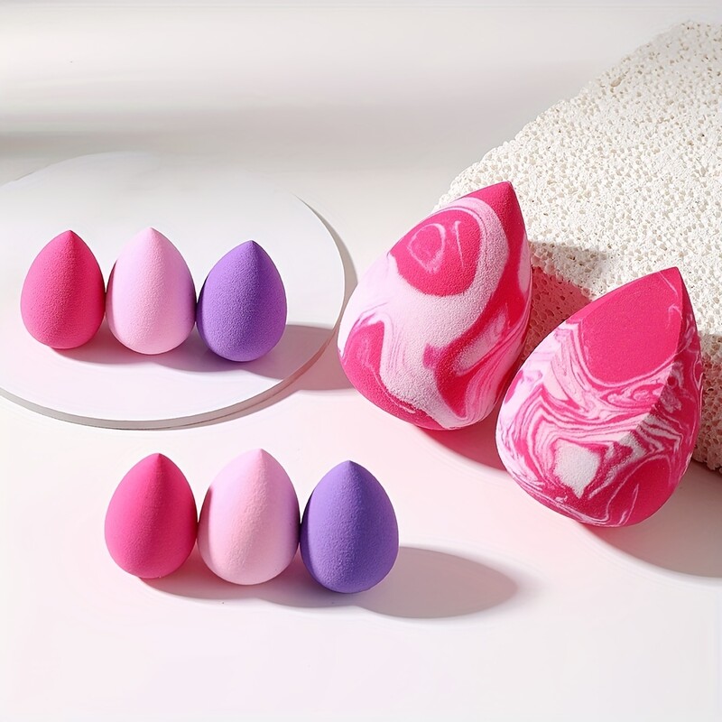 8 bucăți puf de machiaj burete uscat și umed pudră cosmetică profesională fond de ten Machiaj cu ridicata pentru femei Instrument de machiaj Blender