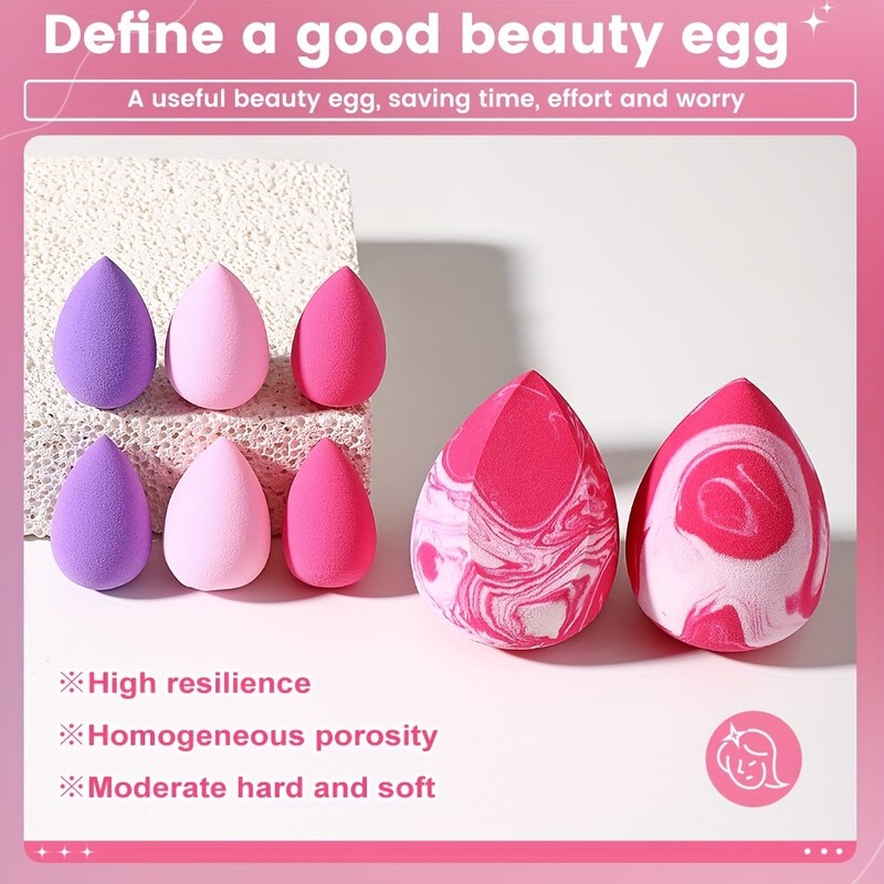 8 bucăți puf de machiaj burete uscat și umed pudră cosmetică profesională fond de ten Machiaj cu ridicata pentru femei Instrument de machiaj Blender