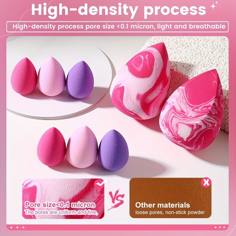 8 bucăți puf de machiaj burete uscat și umed pudră cosmetică profesională fond de ten Machiaj cu ridicata pentru femei Instrument de machiaj Blender