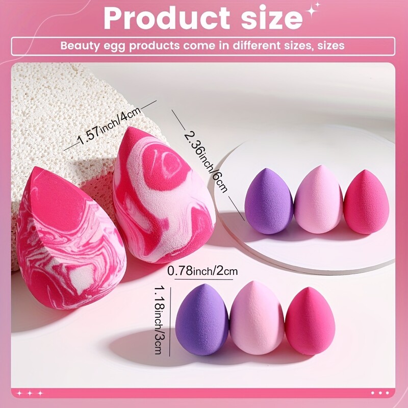 8 bucăți puf de machiaj burete uscat și umed pudră cosmetică profesională fond de ten Machiaj cu ridicata pentru femei Instrument de machiaj Blender