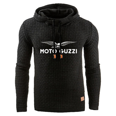 Moto Guzzi 2024 pentru bărbați, noi, primăvară, toamnă, modă, design în carouri, hanorac confortabil, casual, imprimare, cu glugă, y2k