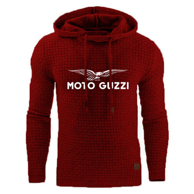 Moto Guzzi 2024 pentru bărbați, noi, primăvară, toamnă, modă, design în carouri, hanorac confortabil, casual, imprimare, cu glugă, y2k