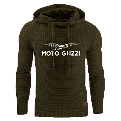 Moto Guzzi 2024 pentru bărbați, noi, primăvară, toamnă, modă, design în carouri, hanorac confortabil, casual, imprimare, cu glugă, y2k