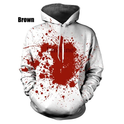 Uus mood Horror Bloody 3D prinditud kapuutsid Meeste naiste Suured kapuutsid Pulloverid Kapuutsiga kampsunid Spordidressid Mantlid Lasteriided