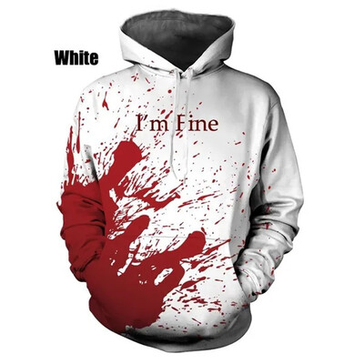 Uus mood Horror Bloody 3D prinditud kapuutsid Meeste naiste Suured kapuutsid Pulloverid Kapuutsiga kampsunid Spordidressid Mantlid Lasteriided