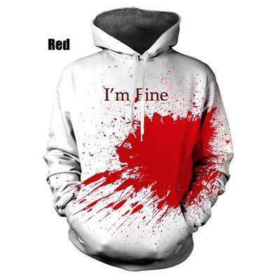 Uus mood Horror Bloody 3D prinditud kapuutsid Meeste naiste Suured kapuutsid Pulloverid Kapuutsiga kampsunid Spordidressid Mantlid Lasteriided