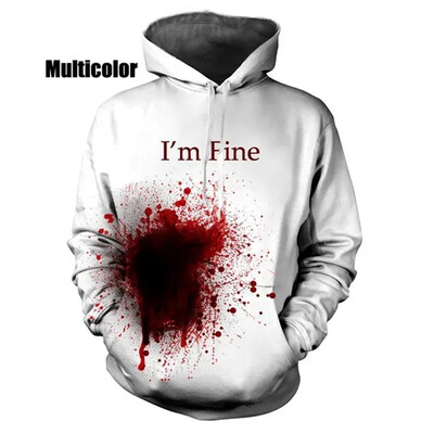 Uus mood Horror Bloody 3D prinditud kapuutsid Meeste naiste Suured kapuutsid Pulloverid Kapuutsiga kampsunid Spordidressid Mantlid Lasteriided