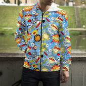 Karikatūras 3D drukas džemperi ar kapuci eksplodēti burti panku grafiti ar rāvējslēdzēju uz augšu kapuces Vīriešu sievietes, bērni, modes ielas apģērbi, apģērbi