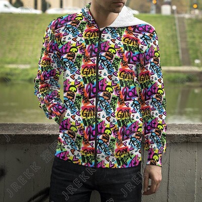 Karikatūras 3D drukas džemperi ar kapuci eksplodēti burti panku grafiti ar rāvējslēdzēju uz augšu kapuces Vīriešu sievietes, bērni, modes ielas apģērbi, apģērbi
