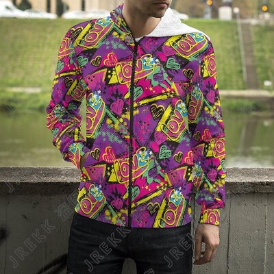 Karikatūras 3D drukas džemperi ar kapuci eksplodēti burti panku grafiti ar rāvējslēdzēju uz augšu kapuces Vīriešu sievietes, bērni, modes ielas apģērbi, apģērbi