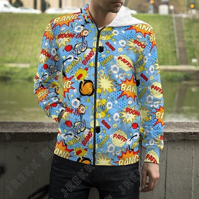 Karikatūras 3D drukas džemperi ar kapuci eksplodēti burti panku grafiti ar rāvējslēdzēju uz augšu kapuces Vīriešu sievietes, bērni, modes ielas apģērbi, apģērbi