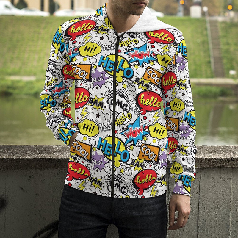 Karikatūras 3D drukas džemperi ar kapuci eksplodēti burti panku grafiti ar rāvējslēdzēju uz augšu kapuces Vīriešu sievietes, bērni, modes ielas apģērbi, apģērbi