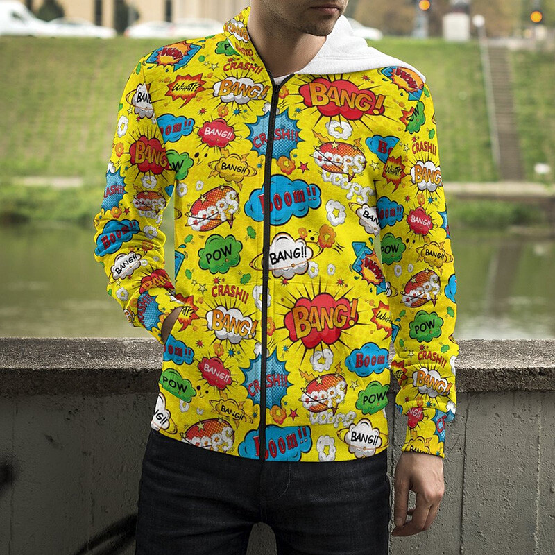 Karikatūras 3D drukas džemperi ar kapuci eksplodēti burti panku grafiti ar rāvējslēdzēju uz augšu kapuces Vīriešu sievietes, bērni, modes ielas apģērbi, apģērbi